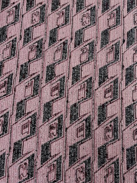 Pink & Black Patterned Jacquard Boucle Tweed | Made in Italy