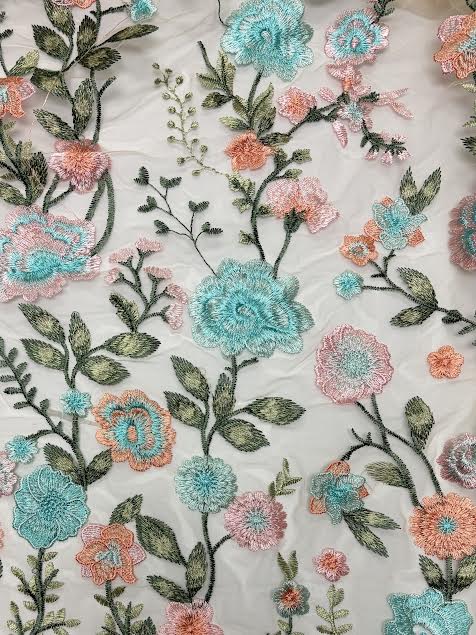 Pink and Light Blue Floral Ombre | Lace