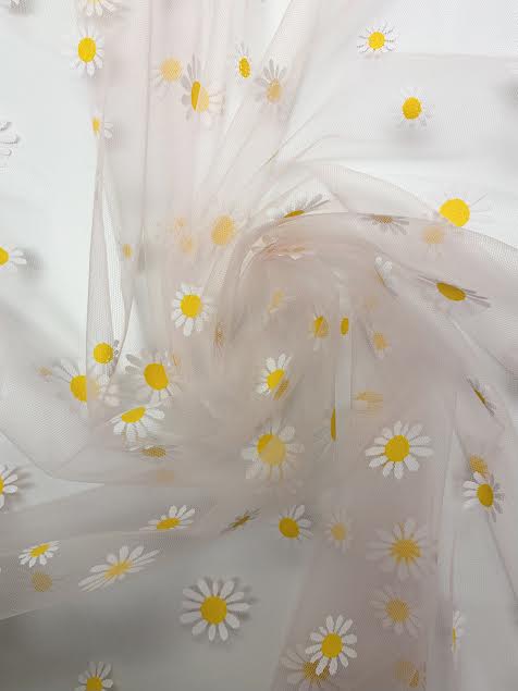Daisy Print on Light Pink | Mesh