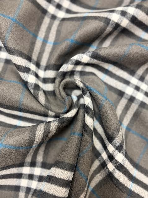 Burberry Deadstock | Black, Grey and Blue Plaid Wool | Made in Italy