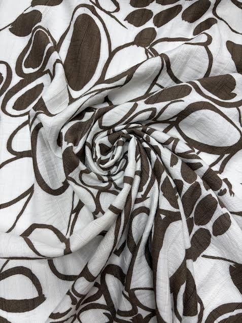 White with Brown Ovals | Viscose