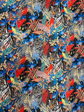Multicolor Jungle Print on Black | Viscose Blend | Floral Jacquard