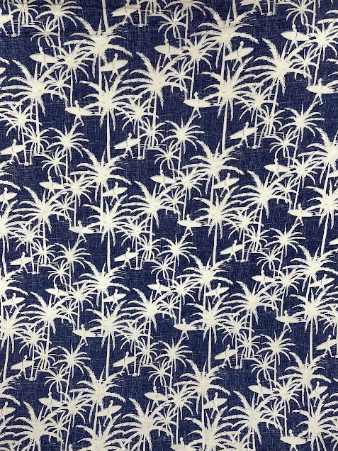 White Palms on Blue | Viscose | Made in Italy
