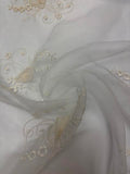 Cream 3D Floral Embroidered Organza