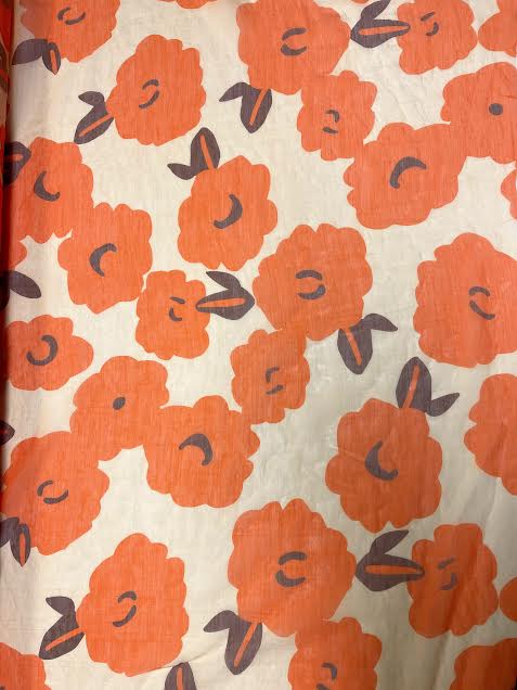 Bright Orange Flower Pattern | Viscose | Made in Italy