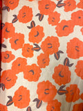 Bright Orange Flower Pattern | Viscose | Made in Italy