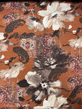 Brown Paisley and Floral Print | Viscose Knit | Made in Italy