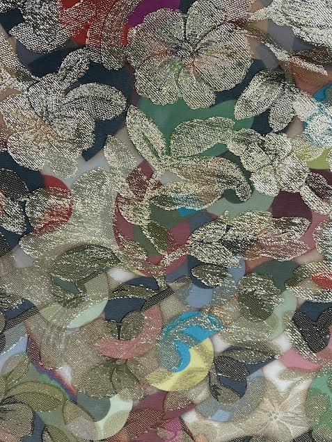 Gold Floral on Multicolor Print | Silk Jaquard Organza | Made in Italy