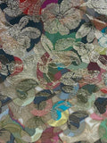 Gold Floral on Multicolor Print | Silk Jaquard Organza | Made in Italy