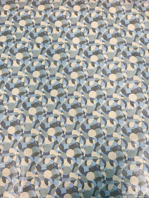 White, Grey, Blue Geometric Pattern | Silk Lurex | Made in Italy