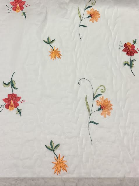 Red and Orange Flower Embroidery | Viscose | Made in Italy