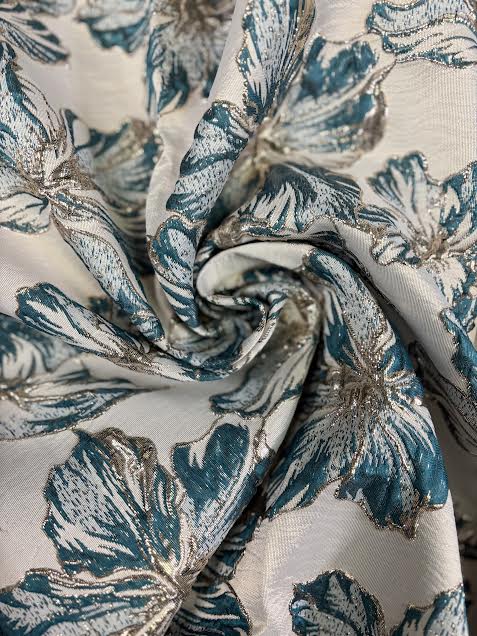 Turquoise Floral Jacquard | Made in Italy