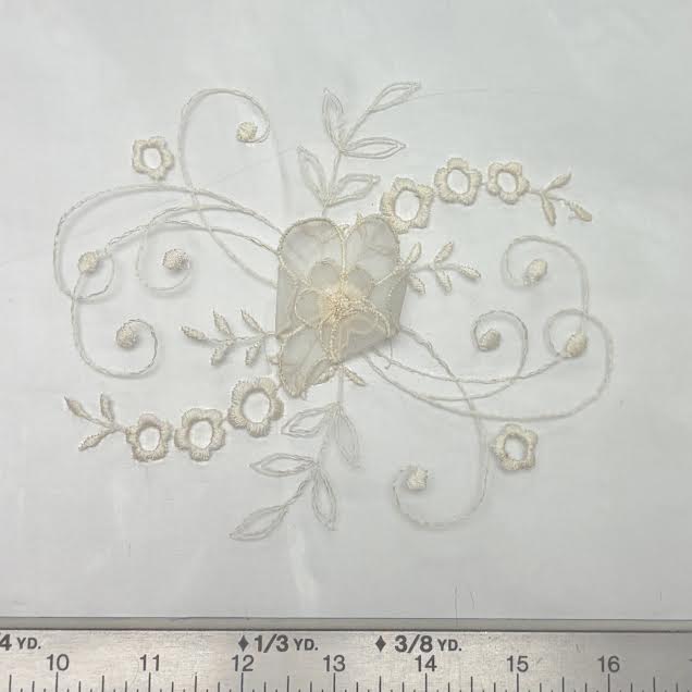 Cream 3D Floral Embroidered Organza