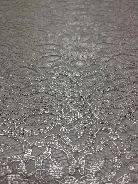 Ivory Lace with Silver Foil | Silk Cotton Blend | Made in Italy