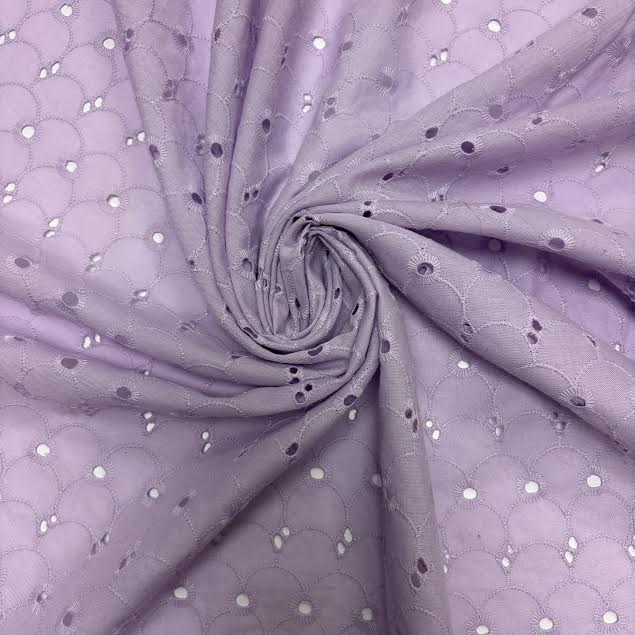 Light Purple Scallop Eyelet Embroidered Lawn | Lace