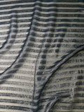 Navy Blue Metallic Stripe Chiffon | Silk | Made in Italy
