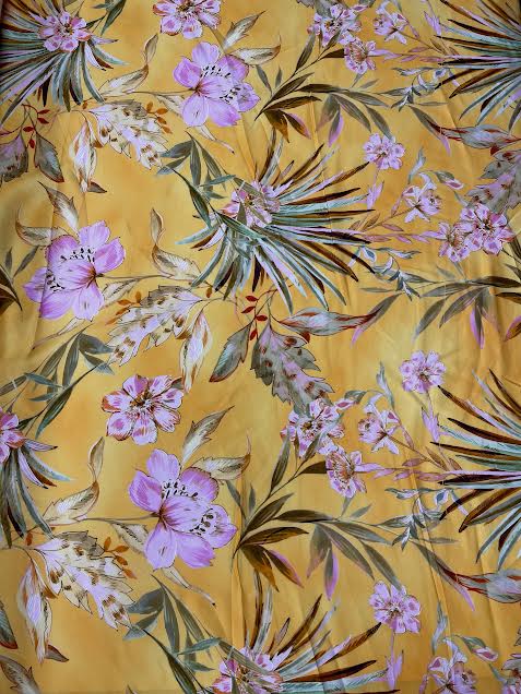 Pink Tropical Floral on Orange | Viscose | Made in Italy