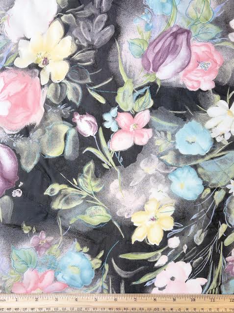 Multicolor Floral on Black | Viscose | Made in Italy