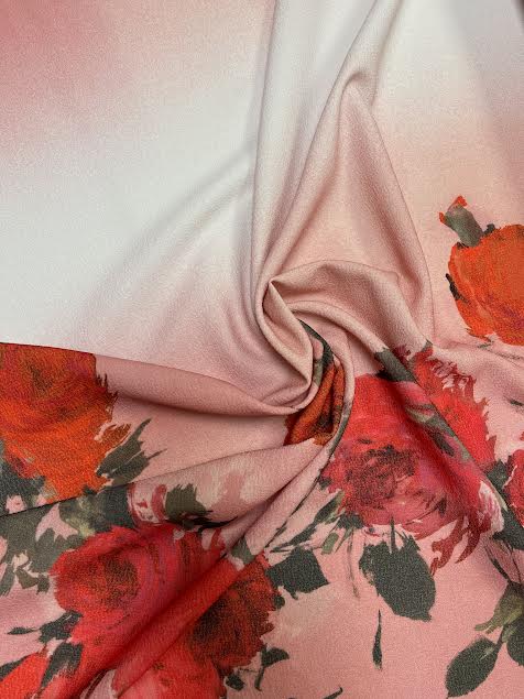 Rose Floral Border Print | Viscose | Made in Italy