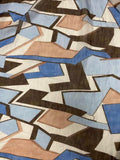 Brown & Blue Geometric Pattern | Viscose | Made in Italy