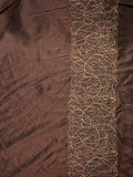 Dark Brown with Gold Border Embroidery | Taffeta | Made in Italy