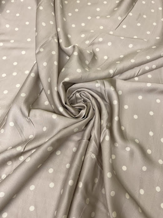 White Polka Dots on Light Grey | Viscose | Made in Italy