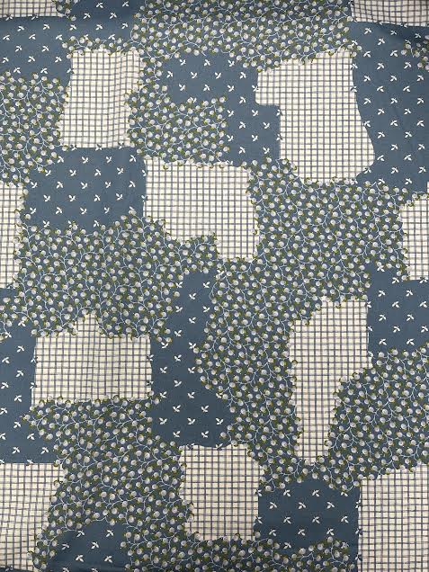Blue Floral Checkered Patchwork | Cotton Poplin | Made in Italy