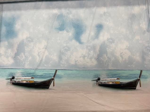 Knit Boats and Palm Tree Panels | Cotton | Made in Italy