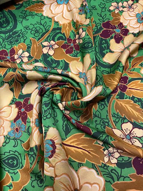Emerald Green Floral | Viscose | Made in Italy