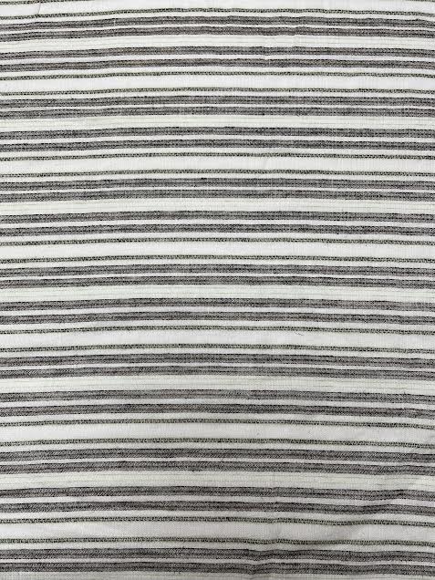 Grey & Green Strip on White | Viscose Linen | Made in Italy