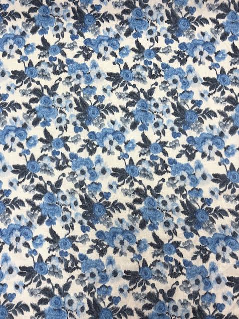Blue Blurred Floral | Linen | Made in Italy
