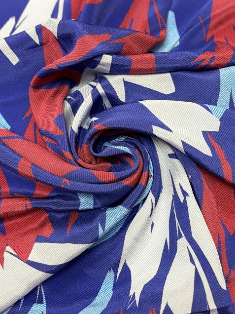Maroon and Blue Geometric Floral | Silk