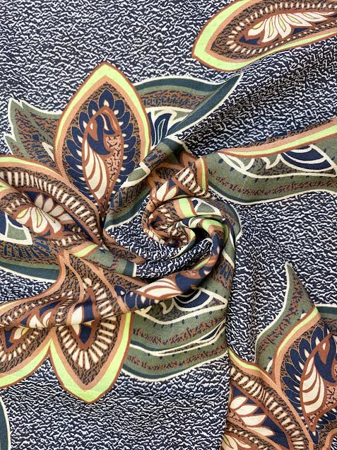 Green and Brown Paisley | Viscose | Made in Italy