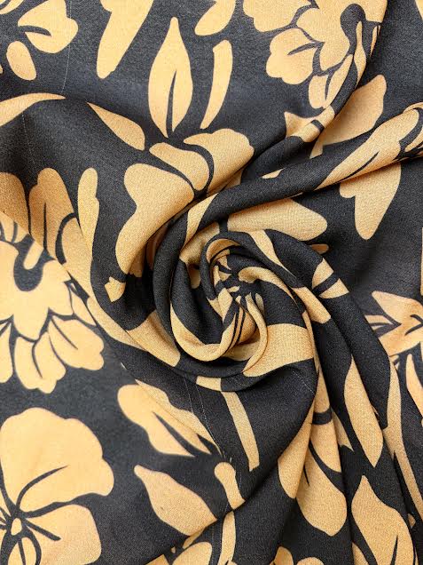 Orange Floral on Black | Viscose | Made in Italy