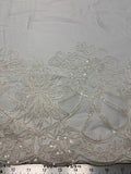Floral Sequin Embroidered Border | Silk Chiffon | Made in Italy