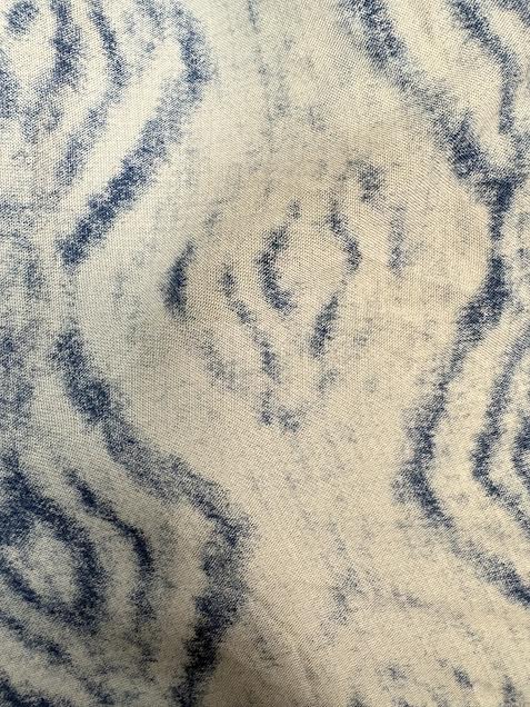 Poly Cotton Blend Blue Chevron  | Made in Italy