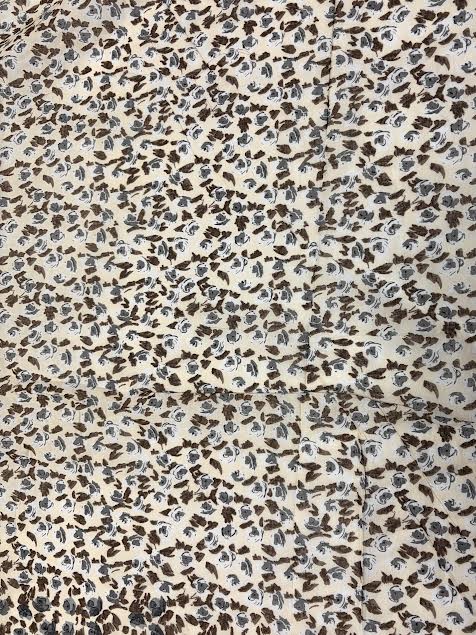 Cream with Brown floral and Border Print | Cotton Voile