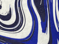 Blue and White Wave Print Floral Jacquard | Viscose Blend
