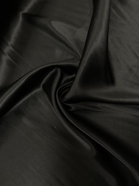 Black Viscose Satin Solid | Made in Italy
