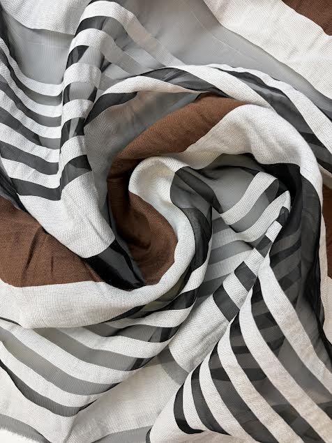 Brown, White, and Black Mesh Stripe | Woven | Made in Italy