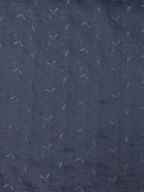 Navy Blue Floral Embroidered | Cotton | Made in Italy