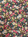 Pink and Orange Floral with Fruits on Black | Liberty Cotton