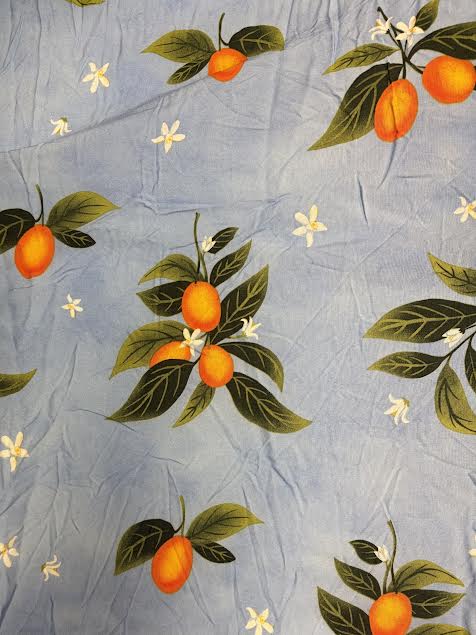 Blue with Oranges Smocked | Cotton