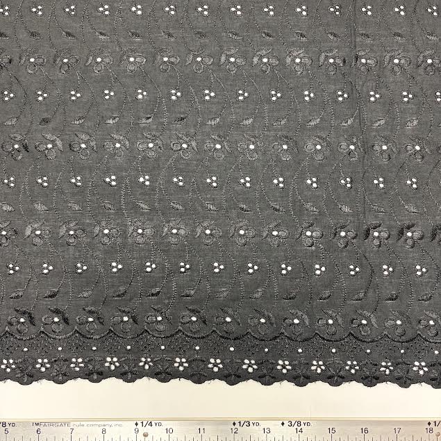 Black Floral Eyelet Embroidered Lawn | Lace