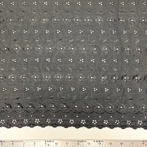 Black Floral Eyelet Embroidered Lawn | Lace