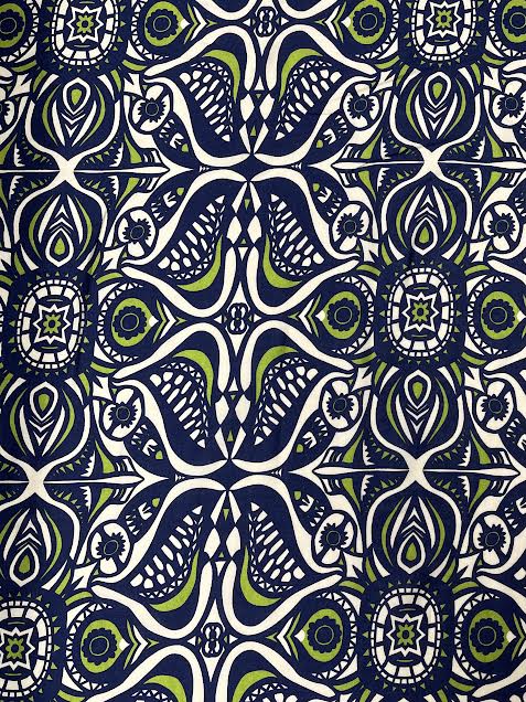 Green and Blue Geometric Print | Viscose | Made in Italy