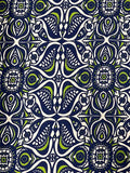 Green and Blue Geometric Print | Viscose | Made in Italy