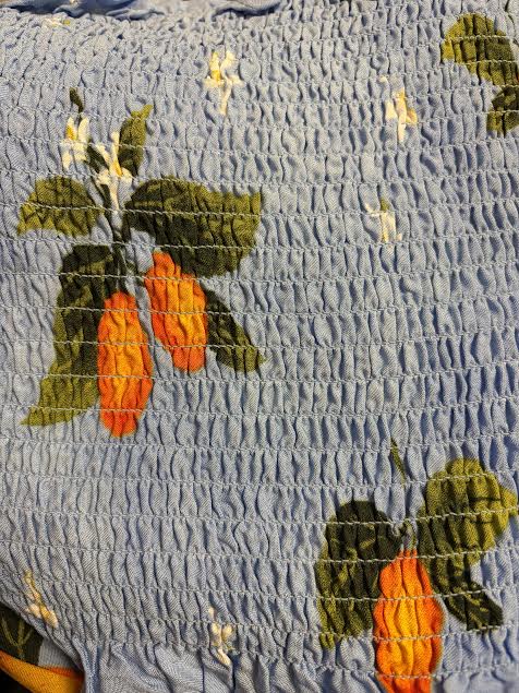 Blue with Oranges Smocked | Cotton
