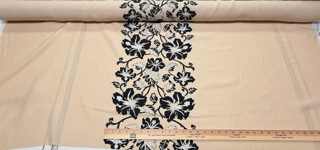 Black Floral on Beige | Viscose Lurex | Made in Italy