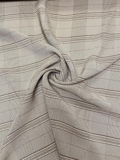 Cream & Brown Plaid | Viscose | Made in Italy